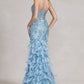 Nox Anabel C1111 Glitter Feather Skirt Mermaid Gown