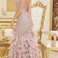 Nox Anabel C1111 Glitter Feather Skirt Mermaid Gown