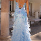Nox Anabel C1413 Long Sequin Embroidered Applique Fitted Feather Gown