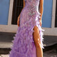 Nox Anabel C1413 Long Sequin Embroidered Applique Fitted Feather Gown