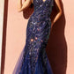 Nox Anabel C1416 Long Sequin Embroidery V-Neck Open Back Mermaid Gown