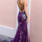 Nox Anabel C1416 Long Sequin Embroidery V-Neck Open Back Mermaid Gown