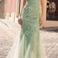 Nox Anabel C1416 Long Sequin Embroidery V-Neck Open Back Mermaid Gown