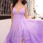 Nox Anabel C1420 Long Ombre Tiered Ruffled Skirt A-Line Slit Gown