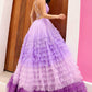 Nox Anabel C1420 Long Ombre Tiered Ruffled Skirt A-Line Slit Gown