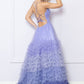 Nox Anabel C1420 Long Ombre Tiered Ruffled Skirt A-Line Slit Gown