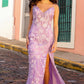 CLEARANCE - Nox Anabel C1458 Long Floral Sequin Corset Bodice Fitted Dress (Size 8)
