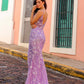 CLEARANCE - Nox Anabel C1458 Long Floral Sequin Corset Bodice Fitted Dress (Size 8)