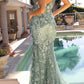 Nox Anabel C1458 Long Floral Sequin Corset Bodice Fitted Dress