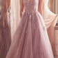 Ladivine C148 Long Strapless Lace and Tulle Glitter A-Line Ballgown