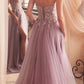 Ladivine C148 Long Strapless Lace and Tulle Glitter A-Line Ballgown