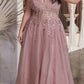 Ladivine C148 Long Strapless Lace and Tulle Glitter A-Line Ballgown