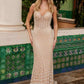 Nox Anabel C1603 Stunning Fitted Long Train Dress V-Neckline Fully Beaded
