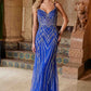 Nox Anabel C1607 Dazzling Floor-Length Beaded Tulle Dress Lace-Up Back