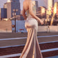 Ladivine C161 Strapless Crystal and Satin Fitted Dress
