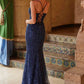Nox Anabel C1616 Beaded Tulle Lace-Up Dress with Slit
