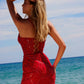 Nox Anabel C1616 Beaded Tulle Lace-Up Dress with Slit