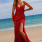 Nox Anabel C1616 Beaded Tulle Lace-Up Dress with Slit
