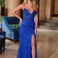 Nox Anabel C1616 Beaded Tulle Lace-Up Dress with Slit