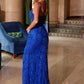 Nox Anabel C1616 Beaded Tulle Lace-Up Dress with Slit