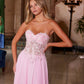 Nox Anabel C1617 Strapless Applique Corset with Chiffon Skirt Dress