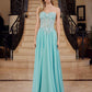 Nox Anabel C1617 Strapless Applique Corset with Chiffon Skirt Dress