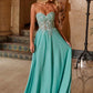 Nox Anabel C1617 Strapless Applique Corset with Chiffon Skirt Dress