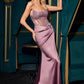Ladivine C161 Strapless Crystal and Satin Fitted Dress