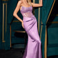 Ladivine C161 Strapless Crystal and Satin Fitted Dress