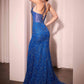Ladivine C163 Dress Fitted Glitter Printed Gown