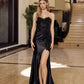Nox Anabel C1630 Stretch Glitter Satin Fitted Strapless Prom Gown