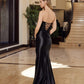 Nox Anabel C1630 Stretch Glitter Satin Fitted Strapless Prom Gown