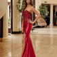 Nox Anabel C1630 Stretch Glitter Satin Fitted Strapless Prom Gown