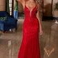 Nox Anabel C1632 Applique Tulle Gown Lace-Up Back Dress