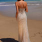 Nox Anabel C1632 Applique Tulle Gown Lace-Up Back Dress