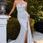 Ladivine C166 Dress Fitted Strapless Embellished Prom Gown