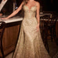 Ladivine C167 Dress Glitter Printed Fitted Gown With Overskirt