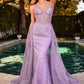 Ladivine C167 Dress Glitter Printed Fitted Gown With Overskirt