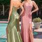 Ladivine C168 Fitted Strapless Floral Beaded Stretch Satin Gown
