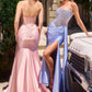 Ladivine C169 Strapless Corset Bodice Beaded Satin Gown
