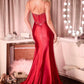Ladivine C171 Long Sheer Corset Bodice Plunging Neckline Fitted Gown