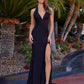Nox Anabel C1723 Stretch Satin Halter Neckline Fitted Prom Gown