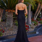 Nox Anabel C1723 Stretch Satin Halter Neckline Fitted Prom Gown