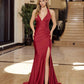 Nox Anabel C1723 Stretch Satin Halter Neckline Fitted Prom Gown
