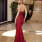 Nox Anabel C1723 Stretch Satin Halter Neckline Fitted Prom Gown
