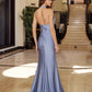 Nox Anabel C1723 Stretch Satin Halter Neckline Fitted Prom Gown