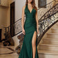 Nox Anabel C1723 Stretch Satin Halter Neckline Fitted Prom Gown