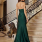 Nox Anabel C1723 Stretch Satin Halter Neckline Fitted Prom Gown