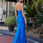 Nox Anabel C1723 Stretch Satin Halter Neckline Fitted Prom Gown