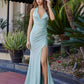 Nox Anabel C1723 Stretch Satin Halter Neckline Fitted Prom Gown